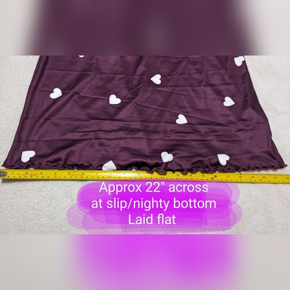 BNWT ladies size L (8/10) slip nightie, deep purple with little heart design - Picture 9 of 16